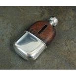 A Victorian silver and crocodile mounted hip flask, James Dixon & Sons Ltd, Sheffield 1900,