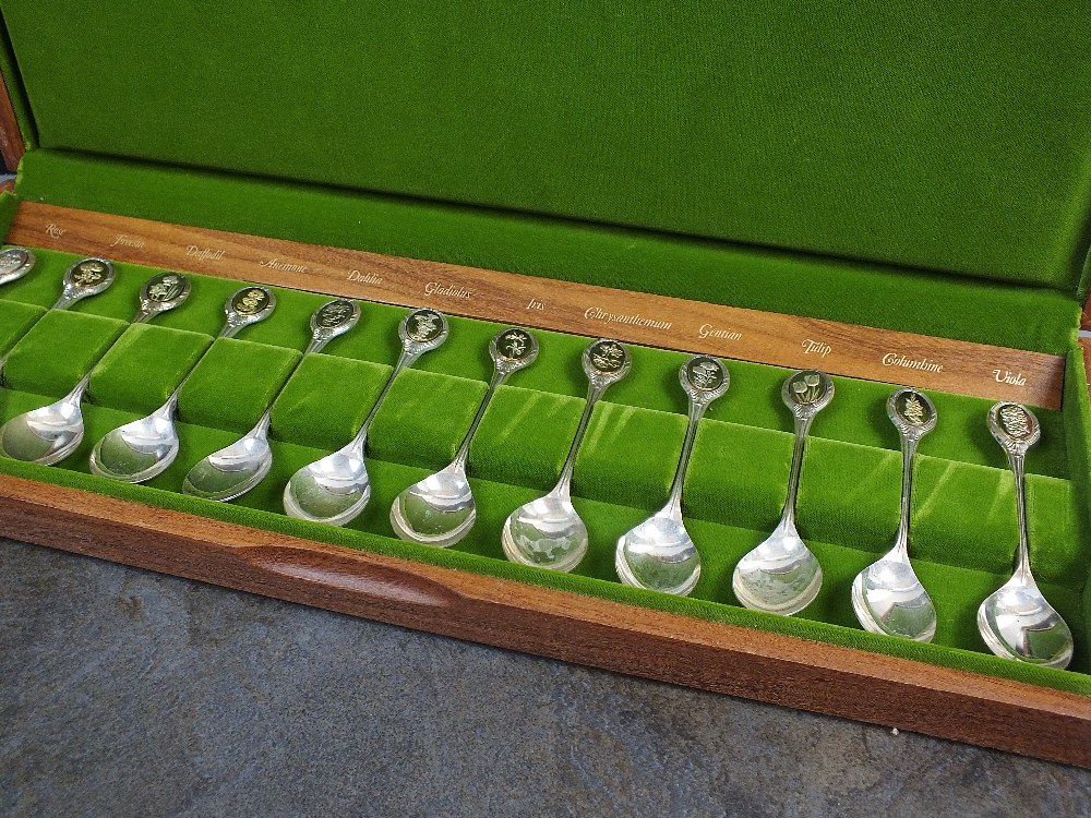 The Royal Horticultural Society Flower Spoons, John Pinches Ltd, Sheffield 1973-75,