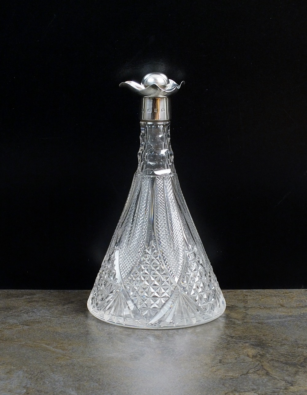 A Victorian silver mounted glass decanter, Barker Brothers, Birmingham 1898,