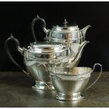 An Edwardian three piece silver tea service, James Dixon & Sons Ltd, Sheffield 1908,