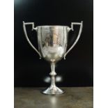 An Edwardian two handled silver trophy cup, I S Greenberg & Co, Birmingham 1901,