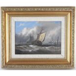 British school, late 19th century A pair of seascapes with fishing boats on choppy water,