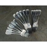 A collection of silver Fiddle pattern forks, various dates and makers,