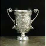 An Edwardian silver two handled trophy cup, Carrington & Co, London 1905,