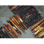A large collection of turned wood lace bobbins,