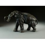 A Japanese bronze figure of an elephant, Meiji period,