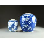 Two Chinese blue and white ginger jars, 19th Century,