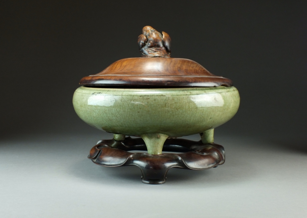 A Chinese Longquan celadon tripod censer, Ming Dynasty,
