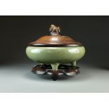 A Chinese Longquan celadon tripod censer, Ming Dynasty,