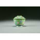 A Chinese enamel cup and cover, late Qing Dynasty, of inverted bell form,