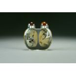 A Chinese internally painted glass double snuff bottle, Republic period,