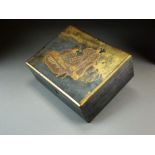 A Japanese lacquer box, Meiji/Taisho period, of rectangular outline,