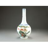 A Chinese famille verte bottle vase, Kangxi six-character mark but Republic period,