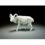 A Chinese blanc-de-chine figure of a ram, Republic, naturalistically modelled, 25cm long.