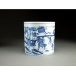 A Chinese blue and white brush pot, 20th Century,