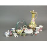 A miscellaneous lot to include: an English porcelain ewer and stopper,