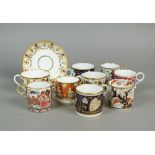 Eight various porcelain coffee cans, early 19th century,