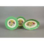 A Copeland's Spode china part dessert service each printed and coloured with fruit on a ledge