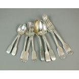 A set of silver Fiddle pattern flatware, Jonathan Hayne, London 1829 & 1834,