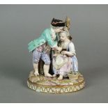 A Meissen porcelain group 19th century, of children in summer dress,