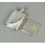 A Victorian silver hip flask, London 1893, with engraved inscription, 14.