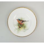 A Royal Worcester plate, date code for 1922, finely painted with a Chaffinch and signed W.