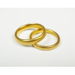 Two plain polished 22ct gold wedding bands, weight 10.