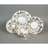 A Crown Staffordshire 'Hunting Scene' breakfast service, comprising eight coffee cups, ten saucers,