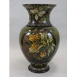A large Doulton Lambeth faience floor vase painted by Mary Butterton, circa 1885,