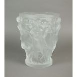 A Lalique frosted and moulded glass Bacchantes vase,