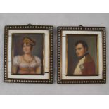A pair of miniatures of Napoleon and Josephine, each signed F.