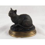 A bronze model of a cat , incised mark "MENE". 11.5cm. high.