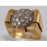 An Art Deco old brilliant cut diamond ring, French import hallmark for 18 carat gold,