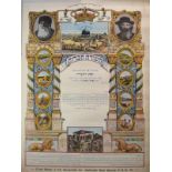 Judaica. A large display lithograph Membership certificate , circa 1900. 68x50cm.