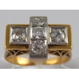 An Art Deco diamond ring, French import hallmarks for 18 carat gold and platinum,