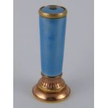 Faberge. A blue guilloche enamelled gold desk seal, marked 56 for 56 standard gold, H.W.