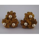 A pair of Miriam Haskell costume jewellery clip earrings, signed, approx 3 x 3.5cm.