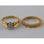 A mixed lot comprising two 18 carat gold diamond rings, both size M ½, gross weight 7.9 gms.