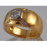 A yellow metal (tests 18 carat gold) diamond ring,