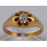 An antique 18 carat gold diamond solitaire ring, hallmarked London 1891,