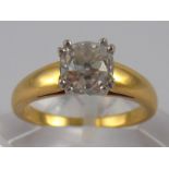 A French hallmarked 18 carat gold diamond solitaire ring,