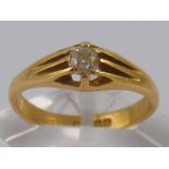 An 18 carat gold old brilliant cut diamond ring, hallmarked Birmingham 1930, ring size R, 4.2 gms.