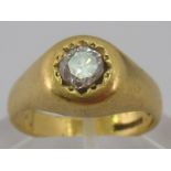 An 18 carat gold diamond solitaire ring, the round brilliant cut diamond measuring approx 5.3 x 3.