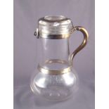 A rare late Victorian silver mounted glass food flask with sealing lid and locking hasp by Charles