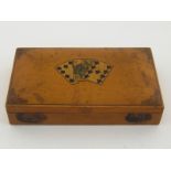 A two pack Mauchline ware card box , the domed top with applique playng card symbols,