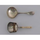 Two George III silver caddy spoons, one round bowled O.E.