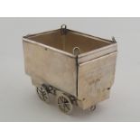 A Continental silver, Belgian 800 assay, model open top railway wagon with end discharge door,