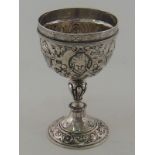 A German silver goblet in the early 17th century style, Hanau, circa 1900, chased with masks,