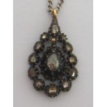 A 19th century Dutch silver and rose cut diamond pendant, circa 1820,