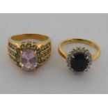 Two 18 carat gold gem set rings, both fully hallmarked, finger size M/N, 13.